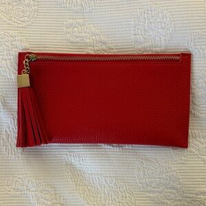 Red and Gold Faux Leather Clutch / Wallet with Tassel -brand new